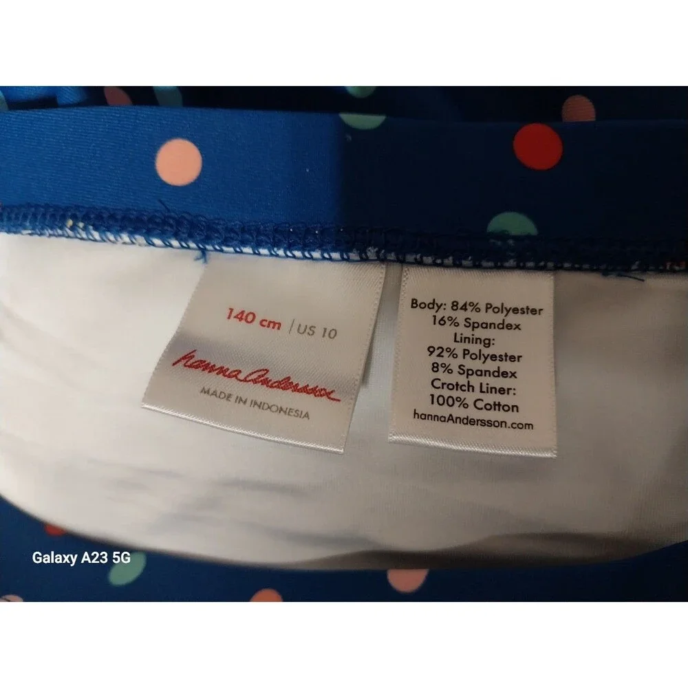 Hanna Andersson Girls Size 10 Blue Polka Dot Tiered Swim Skirt